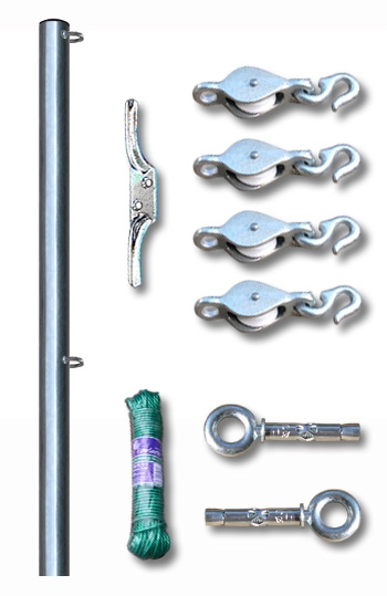 Post to Wall Double Eye Line Pole Set